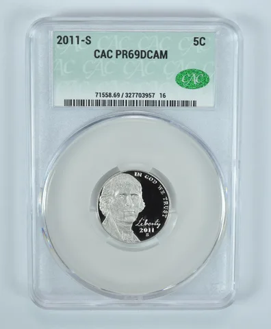 2011-S Jefferson Nickel PR69 DCAM CAC CACg