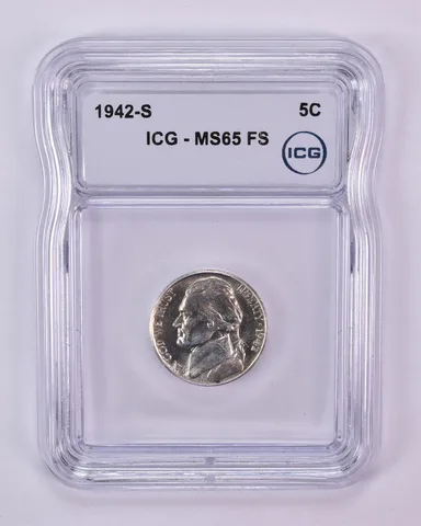1942-S Jefferson Nickel MS65 FS ICG (WTN Wartime)