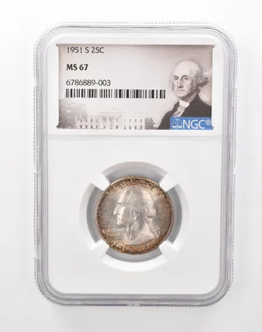 1951-S Washington Quarter MS67 NGC Beautiful Tone a1262