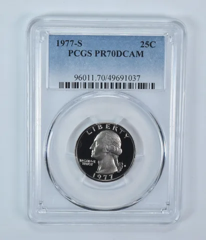 1977-S Washington Quarter PR70 DCAM PCGS Blue Label