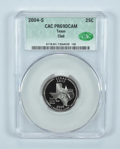 2004-S Washington State Quarter Texas CLAD PR69 DCAM CAC CACg