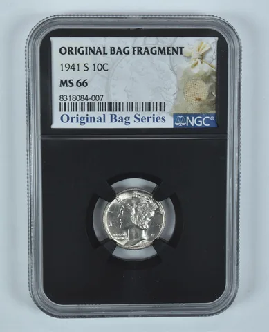 1941-S Mercury Dime Original Bag Fragment MS66 NGC
