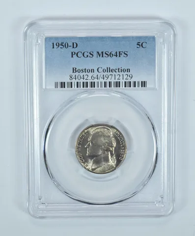 1950-D Jefferson Nickel Boston Collection MS64 FS PCGS Blue Label