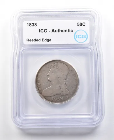 1838 Capped Bust Half Dollar Reeded Edge Authentic ICG *2978