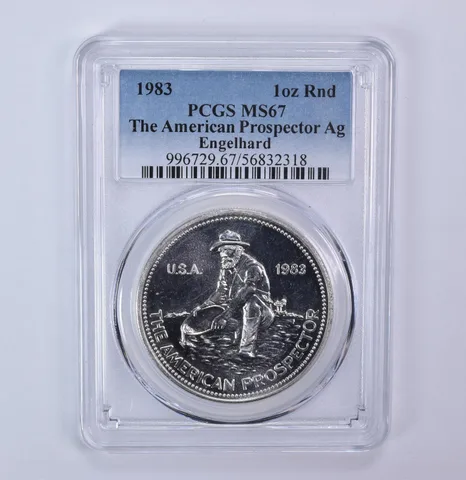 1983 Engelhard Prospector 1 Oz Silver Round MS67 PCGS