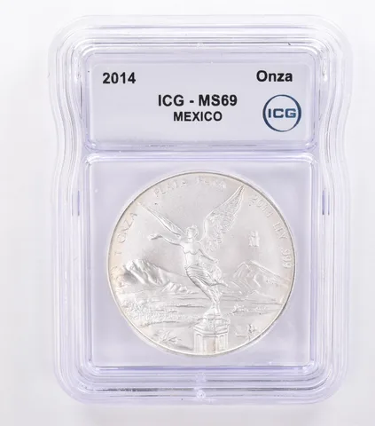 2014 Mo Mexico 1 Onza Silver Libertad MS69 ICG Peripheral Tone a8680