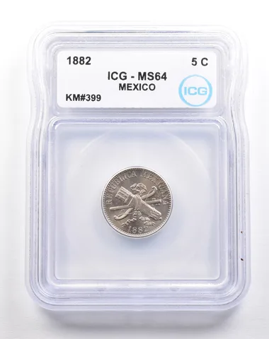 1882 Mexico 5 Centavos KM#399 MS64 ICG *5501