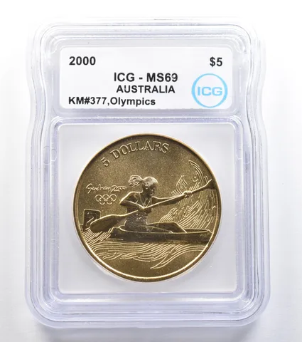 2000 Australia 5 Dollar Sydney Olympics Kayaking KM#377 MS69 ICG a7908