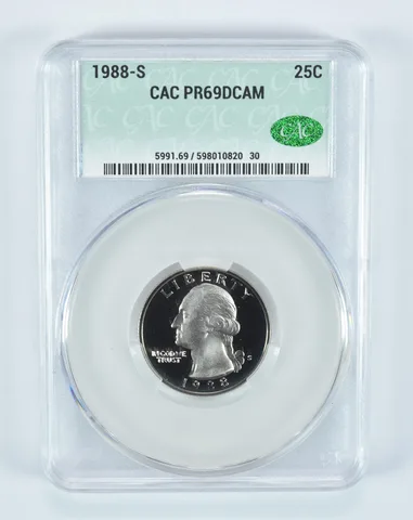 1988-S Washington Quarter PR69 DCAM CAC CACg