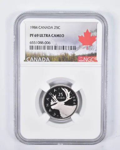 1984 PF69 Canadian 25C Quarter NGC Canada Lbl