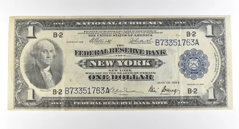 1918 $1 New York NY National Currency Large Note Blue Seal *3047