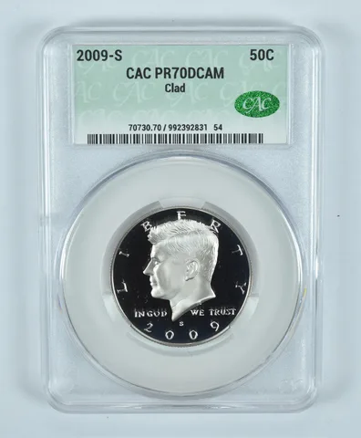 2009-S Kennedy Half Dollar CLAD PR70 DCAM CAC CACg