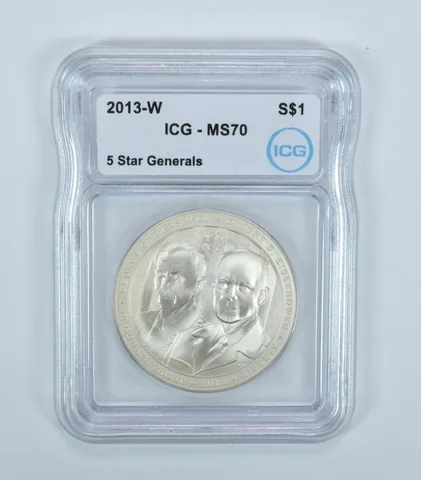 2013-W 5 Star Generals Commemorative Silver Dollar MS70 ICG