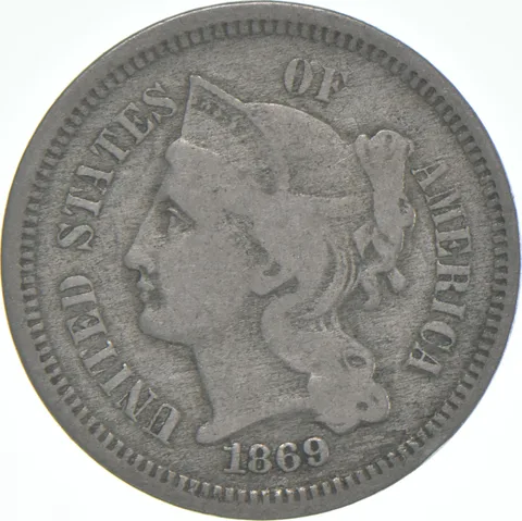 1869 Three Cent Piece Trime - Early US Type Coin 3 Cent!