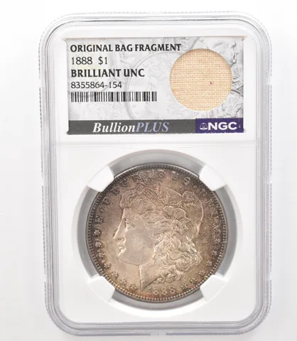 1888 Morgan Silver Dollar Original Bag Fragment BU NGC Beautiful Tone *3179