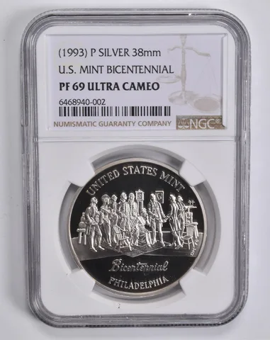 PF69 UCAM (1993)-P U.S. Mint Bicentennial Silver Medal 38mm NGC a5586