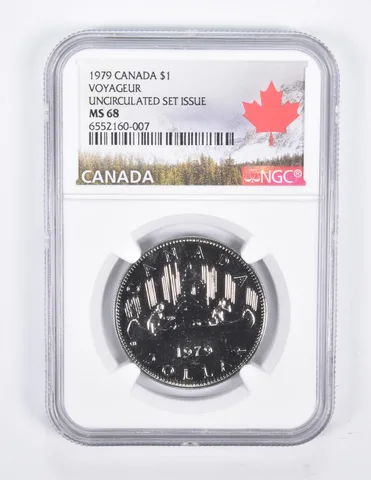 1979 Canada $1 Dollar Voyageur Unc Set Issue MS68 NGC Canada Lbl