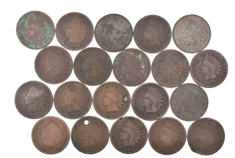 Lot 20 1800's 1890-1899 Indian Head Penny Cents US Coin Collection 2/5 Roll *503
