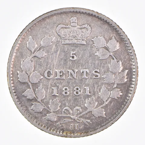 Better Date - 1881 Canada 5 Cents World Coin- Silver *129