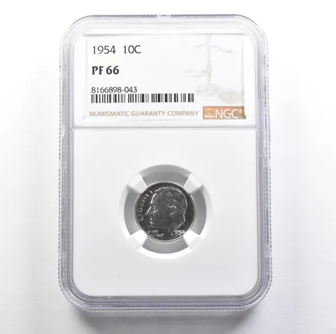 1954 Roosevelt Dime PF66 NGC PQ Cam Look *7649