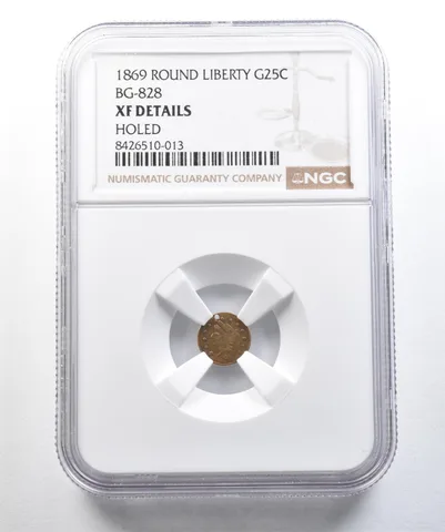 1869 California Fractional Gold Round Liberty 25 Cents BG-828 XF NGC *1610