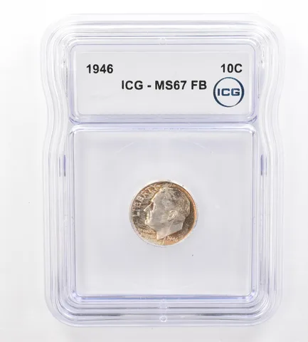 1946 Roosevelt Dime MS67 FB ICG Beautiful Tone *7319