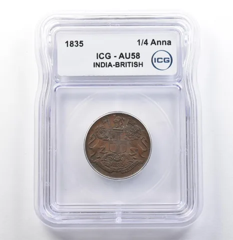 1835 India British 1/4 Anna AU58 ICG a9930