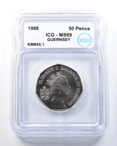 1988 Guernsey 50 Pence KM#45.1 MS69 ICG *8939