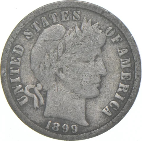 1899-P Barber Dime 90% Silver Average Circ