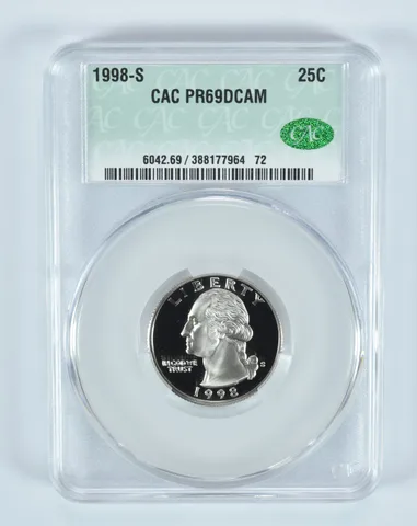 1998-S Washington Quarter PR69 DCAM CAC CACg