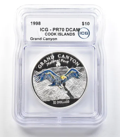 1998 Cook Islands 10 Dollars Silver Grand Canyon PR70 DCAM ICG *3674
