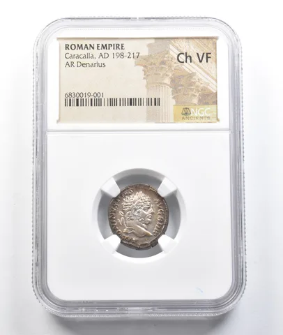 Roman Empire Caracalla AD 198-217 AR Denarius Ch VF NGC a0437
