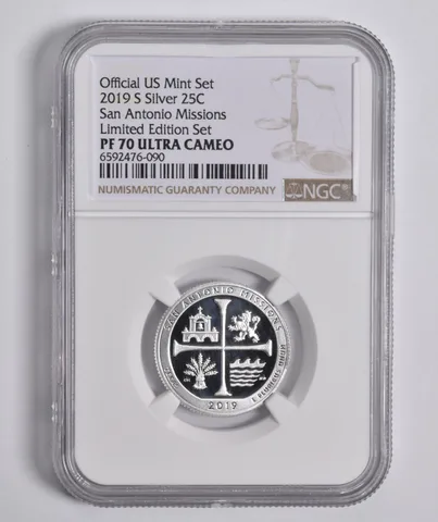 2019-S Quarter San Antonio Missions Silver Limited Edition PF70 UCAM NGC