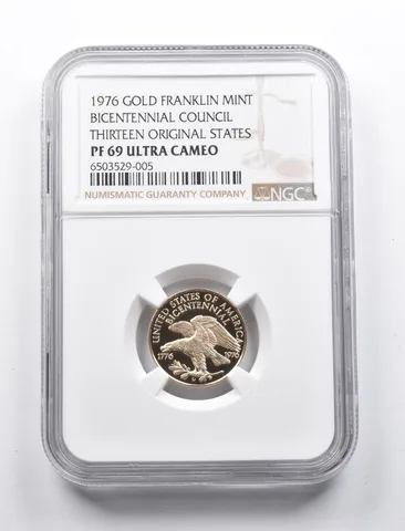 PF69UCAM 1976 Bicentennial Council 13 Orig. States Gold Franklin Mint NGC *1325
