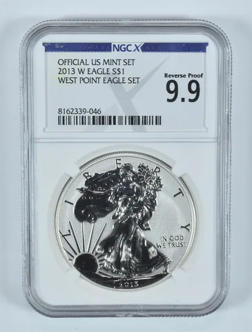 2013-W American Silver Eagle West Point Set Reverse Proof 9.9 NGC X NGCX