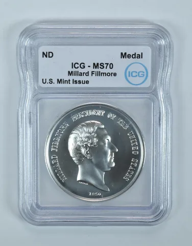 (ND) Silver Presidential Medal Millard Fillmore US Mint 1 Oz Silver MS70 ICG