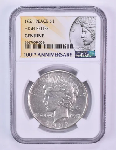1921 Peace Silver Dollar High Relief Genuine NGC *1094