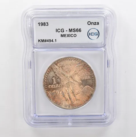 1983 Mo Mexico 1 Onza Silver Libertad KM#494.1 MS66 ICG Beautiful Tone *5345
