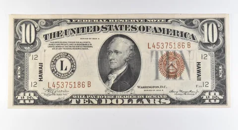 1934 A $10 San Francisco CA FRN Hawaii Issue Brown Seal Fr#2303 *9609