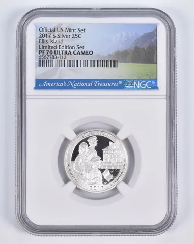 2017-S Silver PF70 ANT Ellis Island Quarter Limited Edition NGC