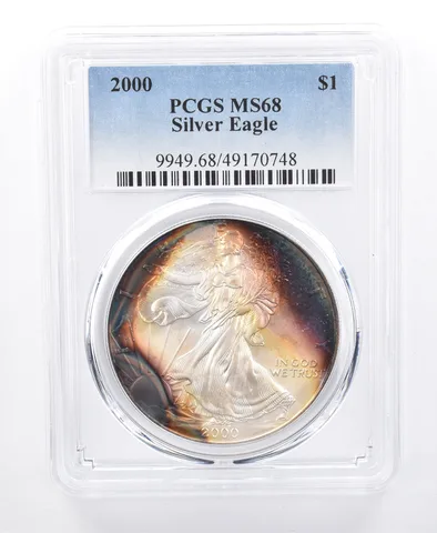 2000 American Silver Eagle MS68 PCGS Peripheral Tone *8651