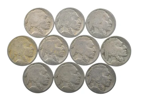 Lot 10 5c RAISED GROUND 1913 Buffalo Nickels First Year Issue! May be P/D/S *619