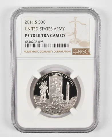 2011-S US Army Commemorative Half Dollar PF70 NGC Brown Label