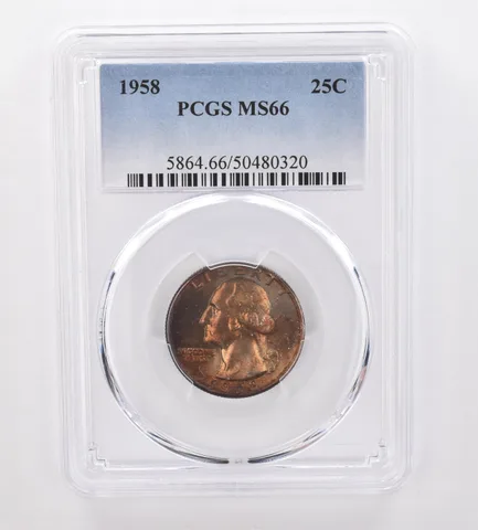 1958 Washington Quarter MS66 PCGS Beautiful Tone *0080