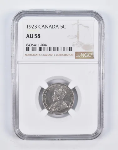 AU58 1923 Canada 5 Cents NGC a2173