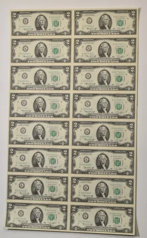 Lot (16) 1976 $2 Dallas TX FRN Star Note Green Seal Uncut Sheet Star *5913
