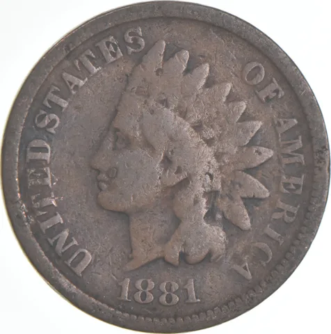 1881 Indian Head Cent AC Average Circ