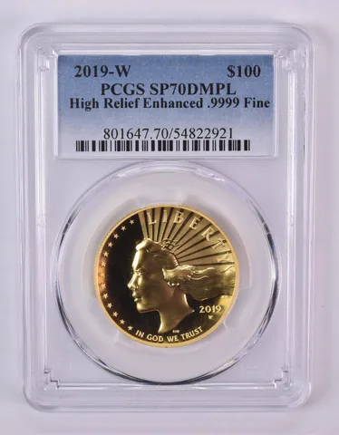 2019-W $100 American Gold Liberty High Relief 1 Oz Enhanced SP70 DMPL PCGS *1005
