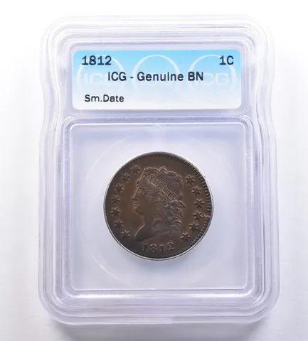 1812 Classic Head Large Cent Small Date Genuine BN ICG *9186