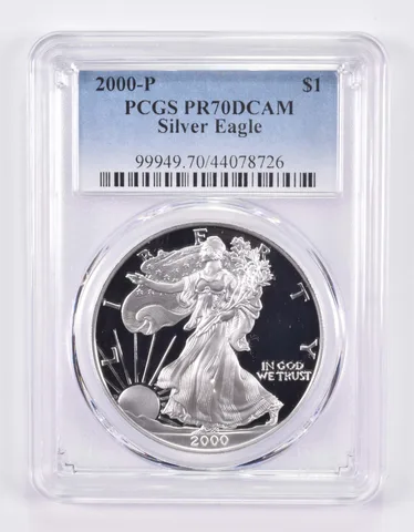 2000-P American Silver Eagle PR70 DCAM PCGS Blue Label